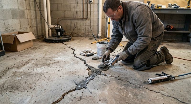Cracked Basement Floor Repair in Fall River, MA