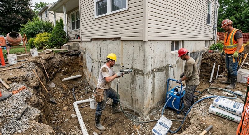 Cracked Foundation Repair in Raynham, MA