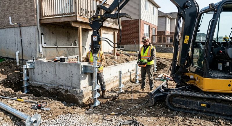 Helical Pile Installation in Fall River, MA