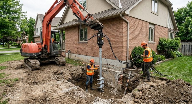 Helical Pile Installation in Fall River, MA
