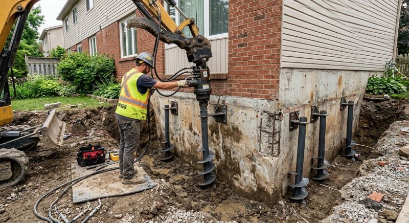 Helical Pile Installation in Fall River, MA